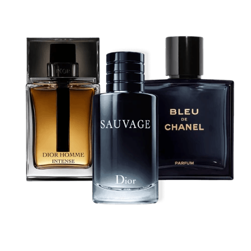 Combinatie van 3 herengeuren – Sauvage Dior, Bleu de Chanel, Dior Homme Intense (Eau de Parfum)