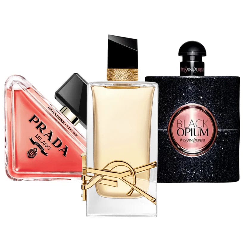 Combinatie van 3 damesparfums – Prada Paradoxe, Black Opium Yves Saint Laurent, Libre (Eau de Parfum)
